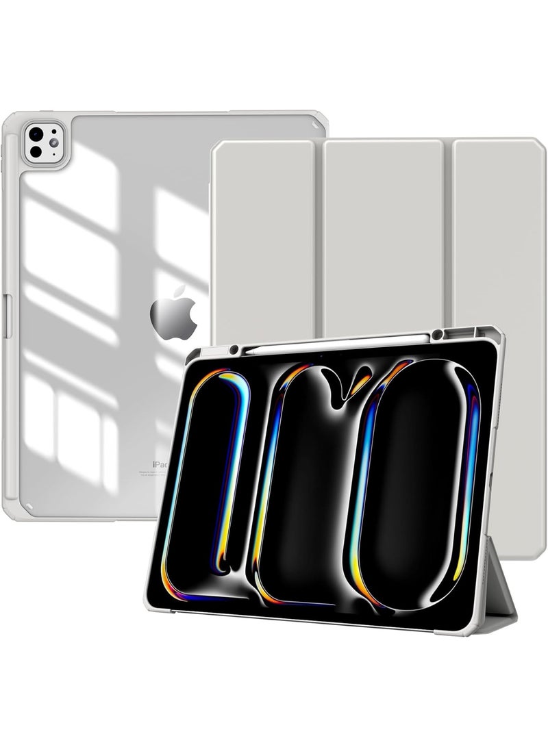 Fekra Transparent Case Compatible with iPad Pro 13 Inch M4 2024 with Pencil Holder, Shockproof Bumper TPU Cover with Clear Back Shell, Auto Wake/Sleep - Image 1